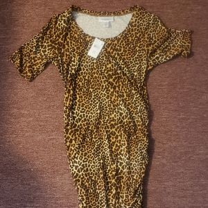 Motherhood-Leopard print bodycon maternity dress